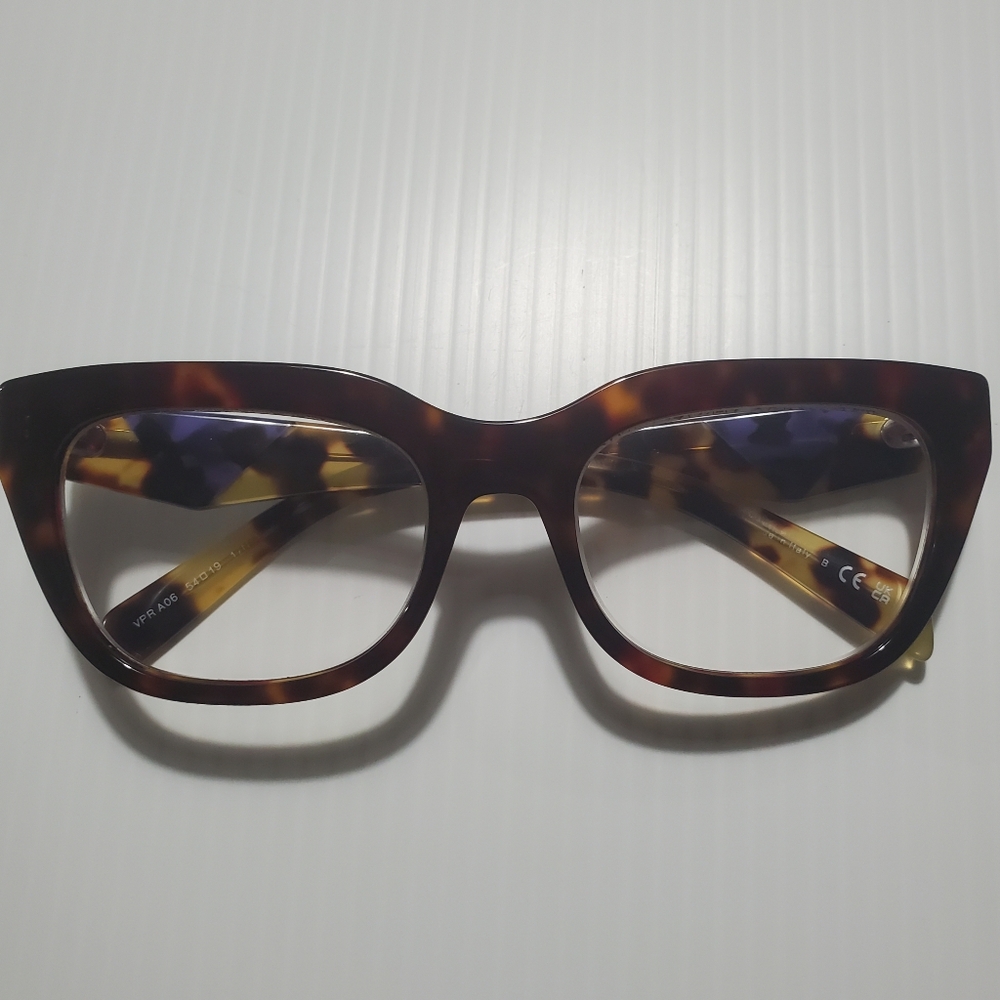 💥SALE💥 Prada PR A06V Caramel Havana w/Blue (54◻19) 54mm Eyeglasses - Picture 2 of 9